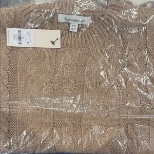 Francesca's Collections Beige Cable Knit Sweater Dress